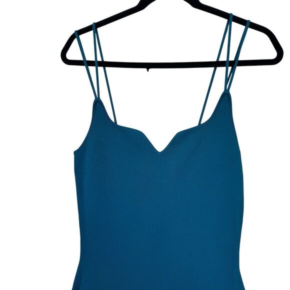 NEW The Sei Double Sweetheart Knit Midi Dress Turquoise Peacock Size Medium - Picture 9 of 14